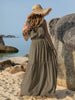 White V-Neck Tie Shoulder Maxi Dress Effortless & Flowy Summer Essential Long Girls Dress by Stevvex