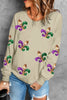 White Sequin MARDI GRAS Graphic Pullover Sweatshirt