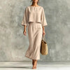 High Waist Long Skirt & 3/4 Sleeve Loose Top Set by FitiqueFit