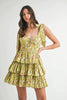 Floral Print Shoulder Tie Layered Mini Dress For Women – Fresh Floral Design, Fluttering Adjustable Shoulder Tie, Layered Mini Dress, Trendy Summer Outfit by Stevvex