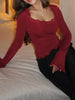 Lace Trim Long Sleeve T-Shirt by Simply Love