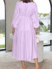 Lightweight Deep V-Neck Balloon Sleeve Maxi Dress Elegant & Flowing Silhouette Unique Dress by Stevvex