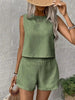 Women's Solid Color Sleeveless Vest & Shorts Set by FitiqueFit