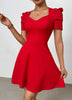 Women's Boat Neck High-Waist Mini Dress – Zipper Patchwork by FitiqueFit