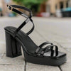 Square-Toe Buckle Strap High Heels – Elegant Thin-Strap Summer Block Heels by FitiqueFit