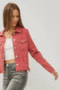 RISEN Full Size Raw Hem Button Up Cropped Denim Jacket Plus Size by Wild and Free Boutique