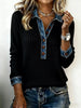 Full Size Denim Trim Button Detail Ribbed Knit Top Plus Size by Wild and Free Boutique