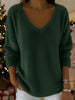 Women’s Plush V Neck Drop Shoulder Pullover Sweater by FitiqueFit