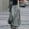 Women's High-Waist Flared Maxi Skirt – Solid Color Cotton Linen with Pockets by FitiqueFit