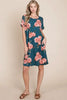 New Summer Floral Round Neck Short Tee Dress with Pockets For Women – Casual and Comfortable Floral Tee Dress with Pockets for Everyday Wear by Stevvex