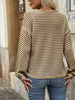 Striped Button Detail Long Sleeve T-Shirt by Simply Love