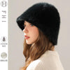 Women’s Real Rabbit Plush Hat – Big Head Circumference Warm Winter Hat by FitiqueFit