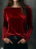 Full Size Velvet Long Sleeve T-Shirt Plus Size by Simply Love