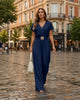 Women's V-Neck Belted Wide-Leg Jumpsuit by FitiqueFit