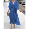 Batwing Sleeve V-Neck Midi Dress – Tied Irregular Hem Fairy Dress by FitiqueFit