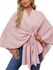 Solid Color Tie-Front Knit Cape Top by Wild and Free Boutique