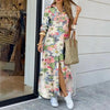 Women's Lapel-Collar Long Shirt Dress – Floral Print Midi Relaxed Fit by FitiqueFit