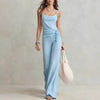 Women's Solid Color Sleeveless Top & Pants Two-Piece Set by FitiqueFit