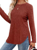 Ribbed Knit Long Sleeve T-Shirt by Simply Love