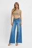 RISEN Plus Size Mid Rise Wide Leg Jeans With Patch Pockets