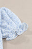 Light Blue Boho Floral Print Smocked Puff Sleeve Blouse
