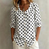 Women's Retro Polka Dot Three-Quarter Sleeve Loose Cardigan Shirt by FitiqueFit