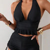 Ruffle Halterneck Lace-Up Bikini Set | Swimwear by FitiqueFit