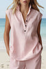 Women's Casual Sleeveless Cardigan Top & Shorts Set by FitiqueFit