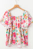 Floral Square Neck Ruffle Sleeve Blouse