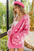 BiBi Heart Color Block V-Beck Knit Cardigan with Pockets by FitiqueFit