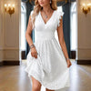 Waisted V-Neck Lace Midi Dress by FitiqueFit