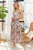 New Summer Watercolor V-Neck Midi Cami Dress For Women – Artistic, Elegant, Dreamy, Fashionable, Stylish, Romantic Charm by Stevvex