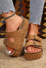 Beige Suede Buckle Decor Corky Platform Sandals