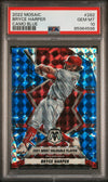 Graded 2022 Panini Mosaic Bryce Harper #282 Camo Blue Baseball Card PSA 10 Gem Mint