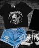 Unhinged skull Cropped Tee by Madness & Mayhem LLC