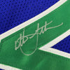 Framed Autographed/Signed Christian Laettner 35x39 Minnesota Blue Basketball Jersey PSA/DNA COA