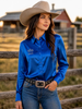 Reach For The Crown Satin Button Up Rodeo Shirt Blouse by Neon Spur