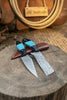 Handmade Damascus Skinner 7”–8” Knife Set Cowboy Ranch Blades Turquoise Handle with Sheath by JW SteelCrafts