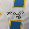 Framed Autographed/Signed Mike Williams 35x39 Los Angeles LA Powder Blue Football Jersey Beckett BAS COA