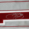 Framed Autographed/Signed Barry Larkin 35x39 Cincinnati Grey Pinstripe Baseball Jersey Beckett BAS COA