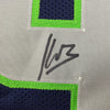 Framed Autographed/Signed Kenneth Walker 35x39 Seattle Blue Football Jersey Beckett BAS COA