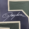 Framed Autographed/Signed Lawrence Taylor 35x39 New York Green Salute To Service Football Jersey Beckett BAS COA