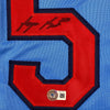 Framed Autographed/Signed Byron Buxton 35x39 Minnesota Light Blue Baseball Jersey Beckett BAS COA