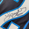 Framed Autographed/Signed Larry Johnson 35x39 Charlotte Black Basketball Jersey JSA COA