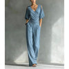 Women's V-Neck Slim Fit Straight Leg Jumpsuit by FitiqueFit