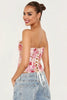 Pink Patterned Hollow Lace Corset by 3wishes.com