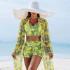 Multi-Color Print Bikini Three-Piece Set – Padded Swimwear for Women by FitiqueFit