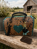 Tooled Leather Turquoise Black Checkered Heart Speedy Bag by Neon Spur