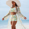 Multi-Color Print Bikini Three-Piece Set – Padded Swimwear for Women by FitiqueFit
