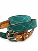 Western Stitch Genuine Suede & Hand Tooled Leather Belt -Turquoise by Neon Spur